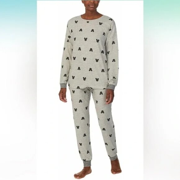 Disney Mickey Mouse Gray Cozy 2 piece Pajama Set Size XL - Picture 1 of 5